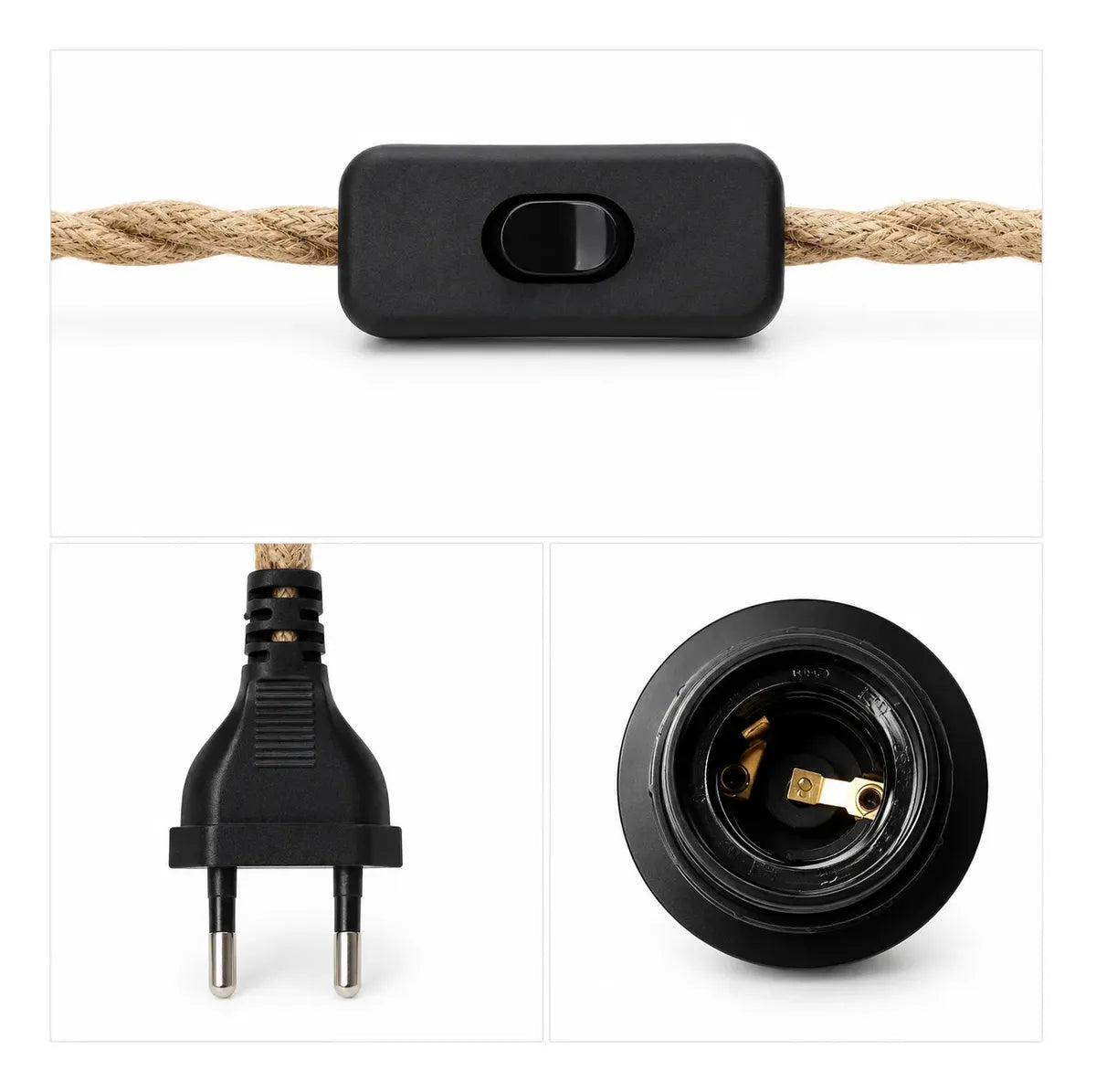 Portalámparas Colgante E27 Con Cable Trenzado Estilo Vintage