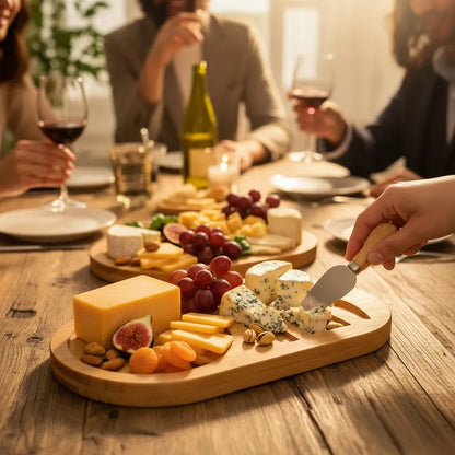 Tabla De Picoteo Aperitivo Bambu Set De Cuchillos Queseros