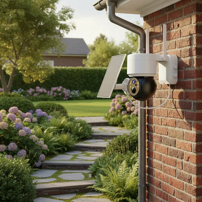 Cámara Qp Solar Para Exteriores Ip 1080 Inalámbrica 360 Color Blanco