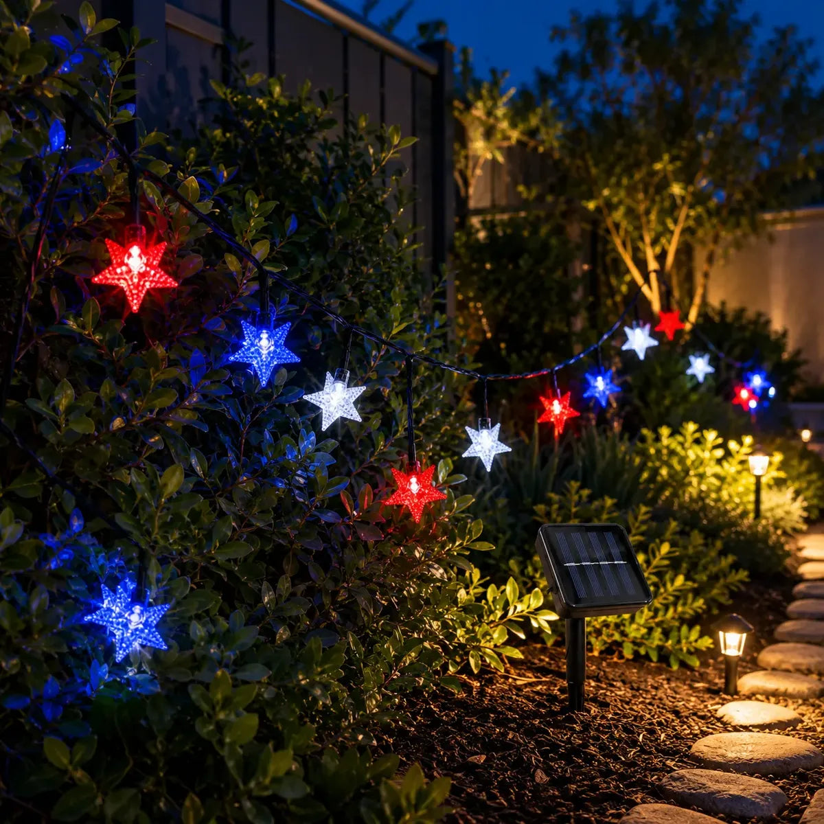 X2 Guirnalda Solar 10m Estrellas Navidad Fiestas Patrias