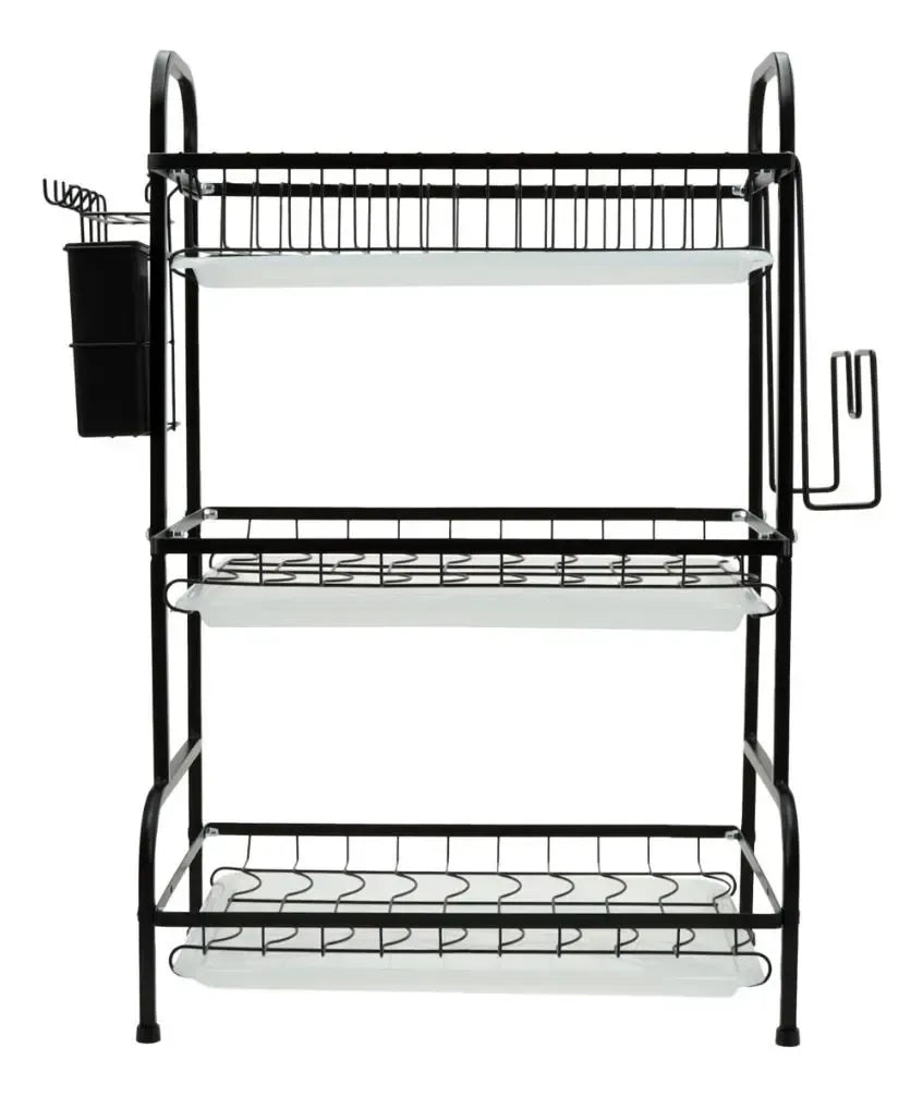 Secador Escurridor De Platos Organizador Cocina 3 Niveles, De Acero.