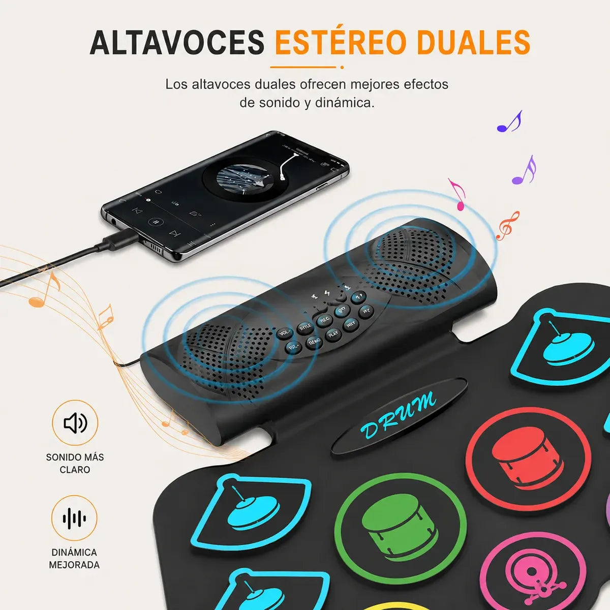 Batería Electrónica Portatil 9 Pads Set Baquetas Y Pedales