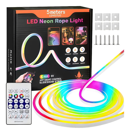 Tira Led Neon Rgbic 5 M Ip68 Usb Bluetooth Control Interior