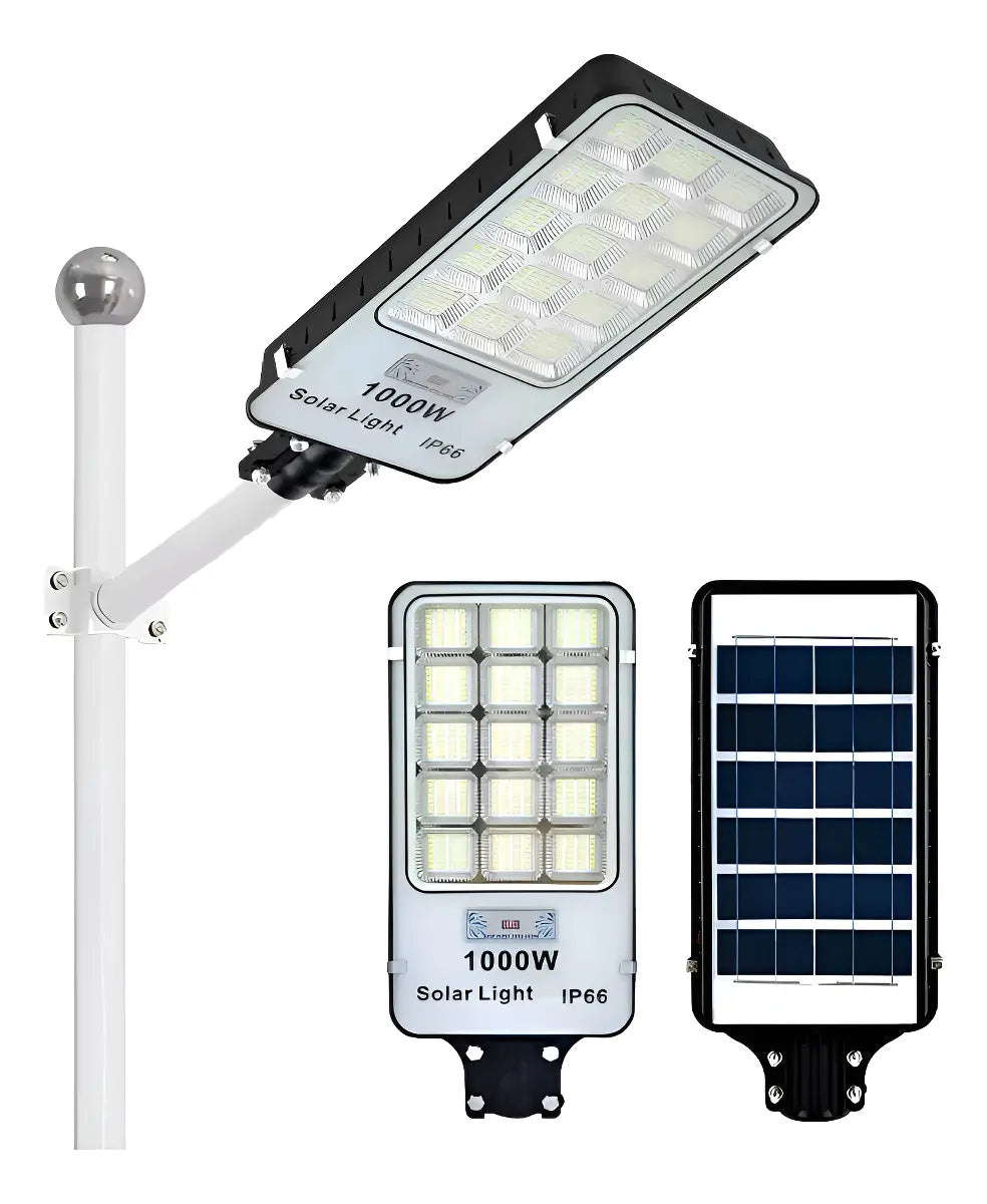 Pack X3 Focos Solares 1000w Potentes Foco Exterior Led Carca Carcasa Negro Luz Blanco Frío