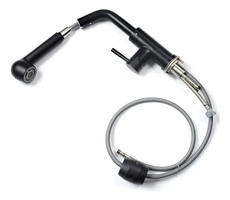 Grifería Llave Monomando Cocina Negro Mate Extensible 65cm