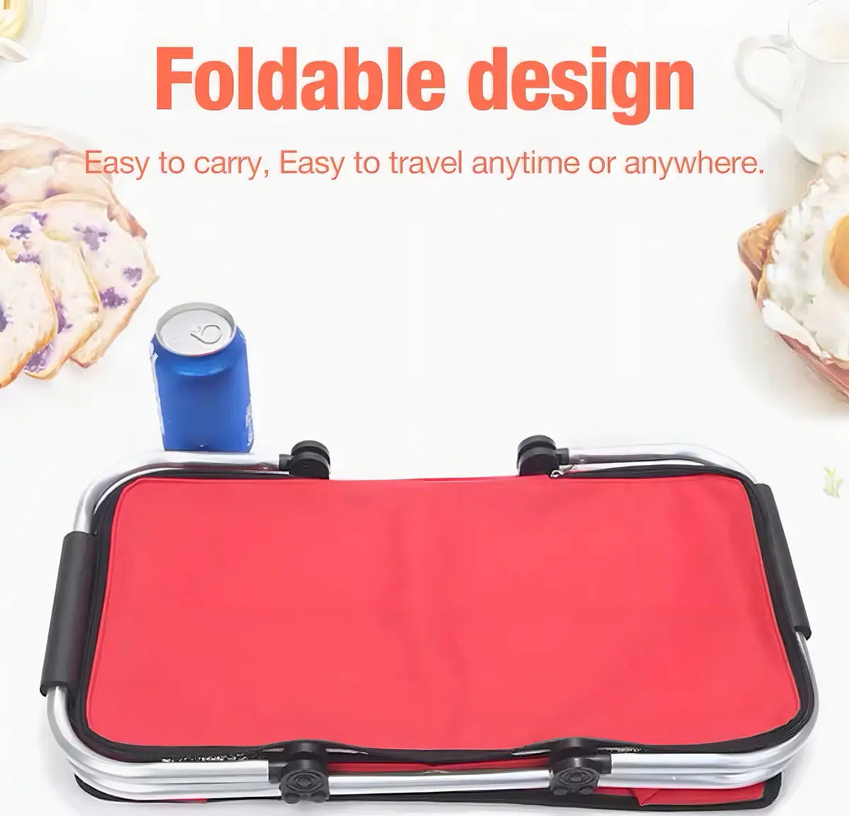 Canasta Picnic Cooler Bolso Térmica Plegable Portatil Color Azul