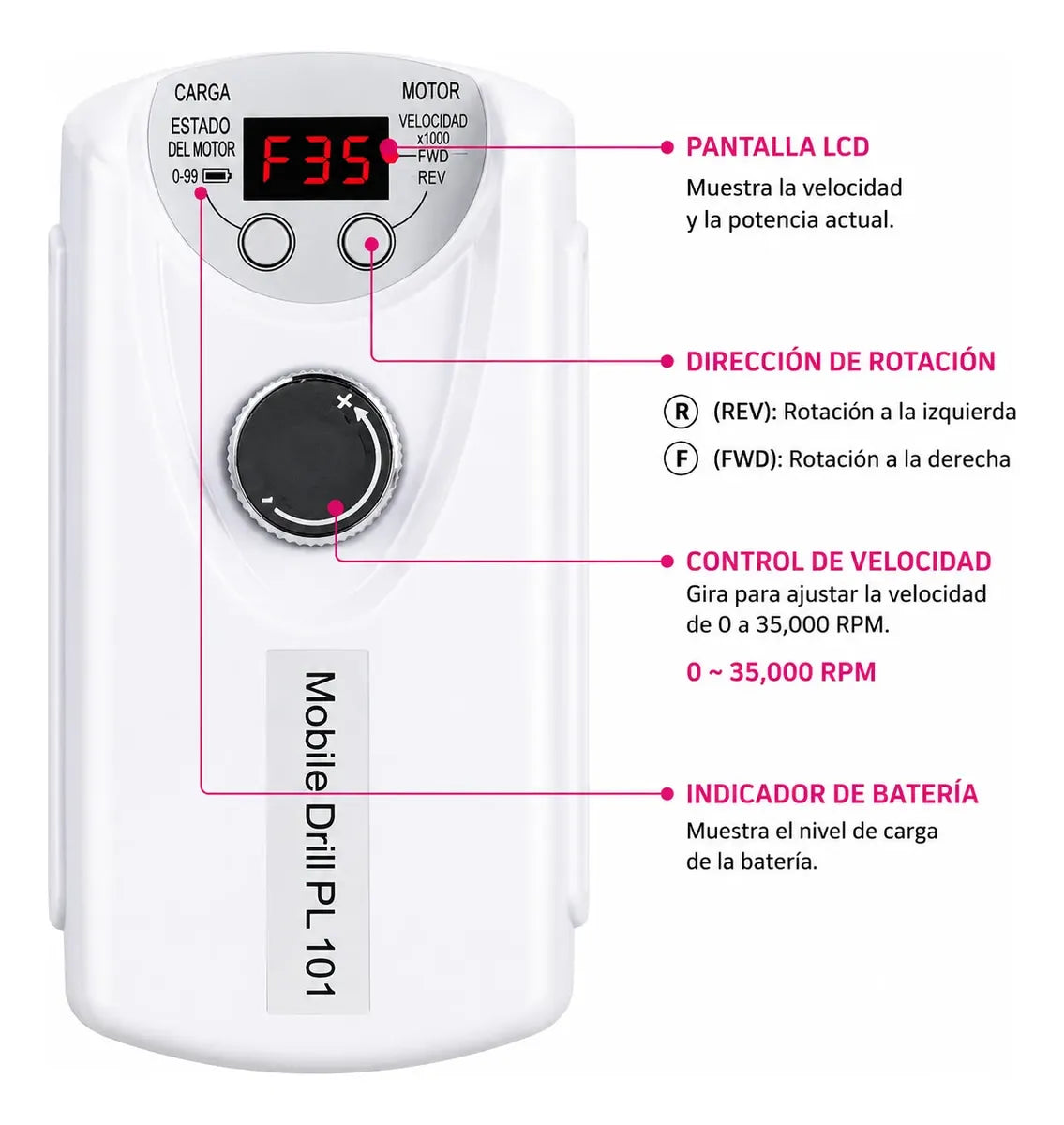 Torno De Uñas Profesional Portátil + Set De Fresas Manicura