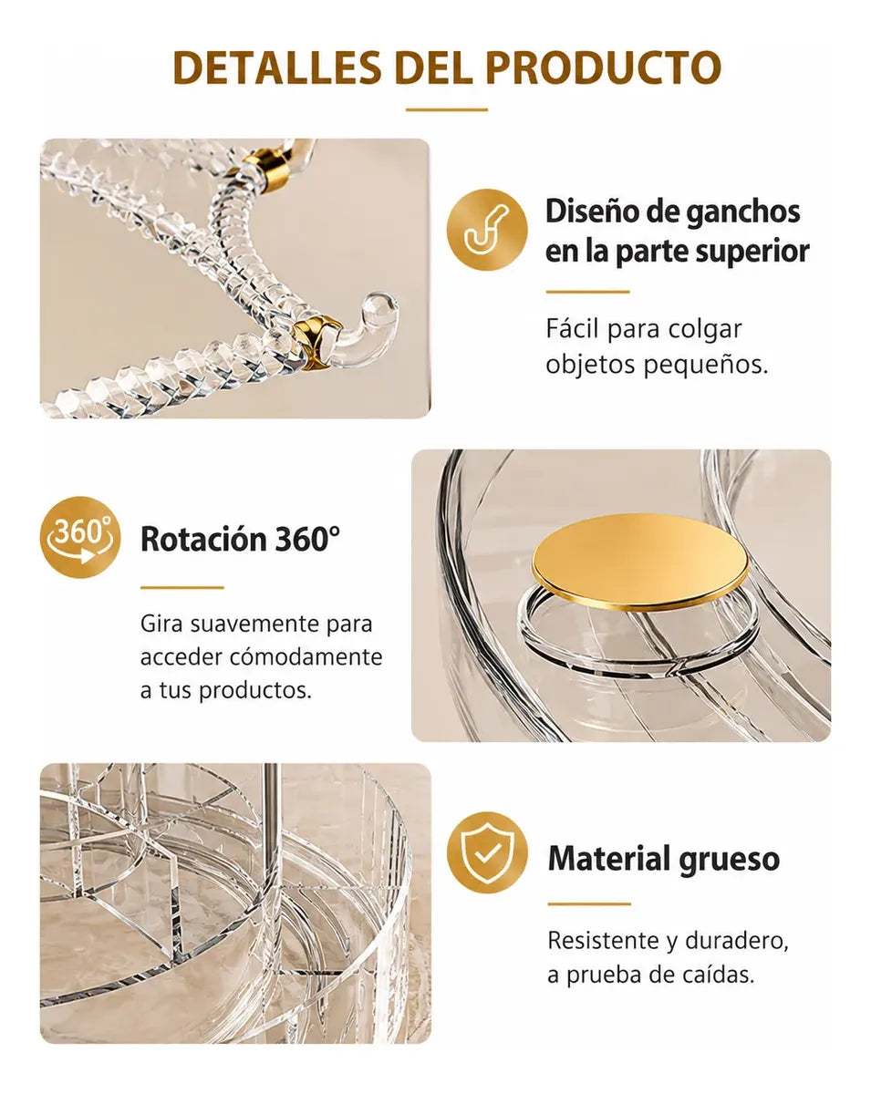 Organizador Cosméticos Rotativo 360° Con Colgador De Joyas