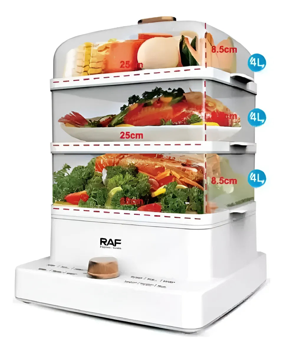Vaporera De Alimentos Eléctrica RAF 12L – 3 Niveles 1200W