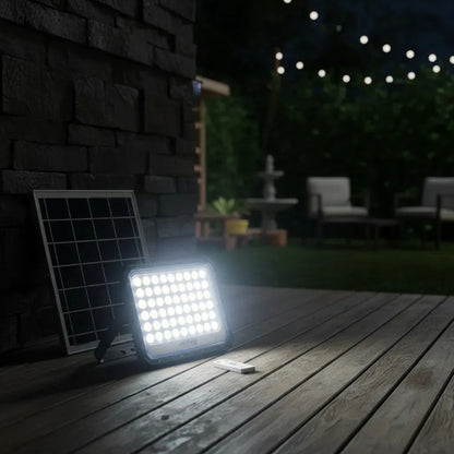 Foco Solar Led 1000w Jortan Exterior Panel Solar Y Control Gris Oscuro Blanco Frío