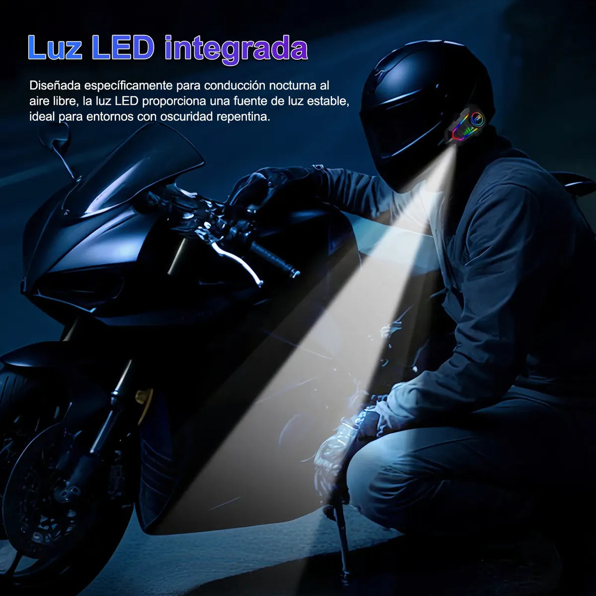 Intercomunicador Bluetooth Para Casco Moto 1000mah Ip56 Luz