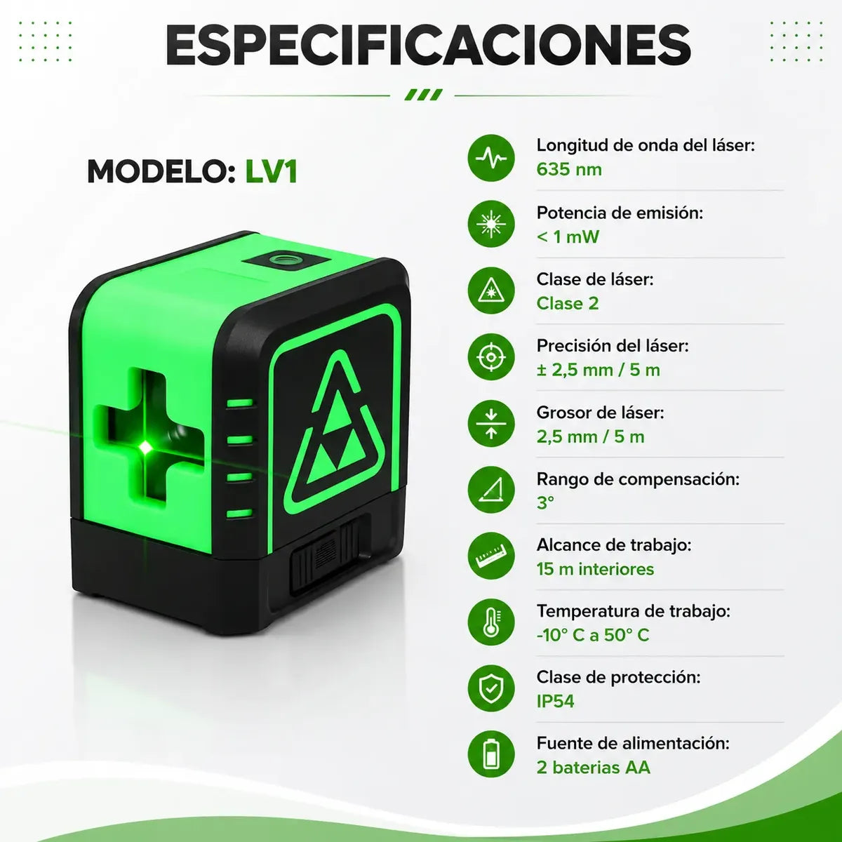 Nivel Láser Verde Autonivelante Cruz Alta Precisión