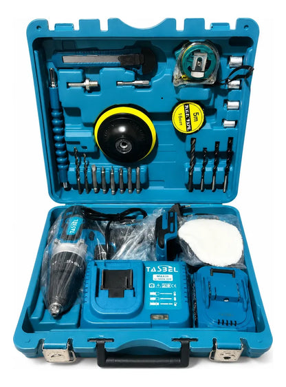 Kit Taladro Y Pulidora Inalámbrico Con 2 Baterías Y Maletín