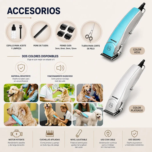Máquina De Corte Pelos Perros Cortador 12w Con Peines Guía