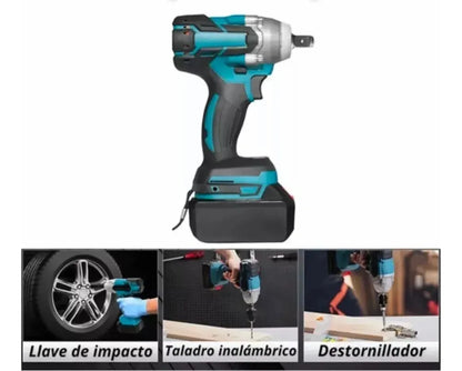 Taladro LLave de Impacto  de 98v Tasbel Con Accesorios + Mandril Incluido