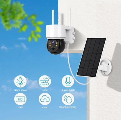 Cámara Qp Solar Para Exteriores Ip 1080 Inalámbrica 360 Color Blanco