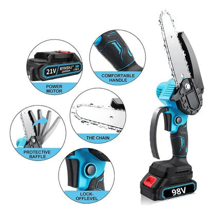 Kit Jardinería Mini Motosierra+tijera Podadora Azul Petróleo