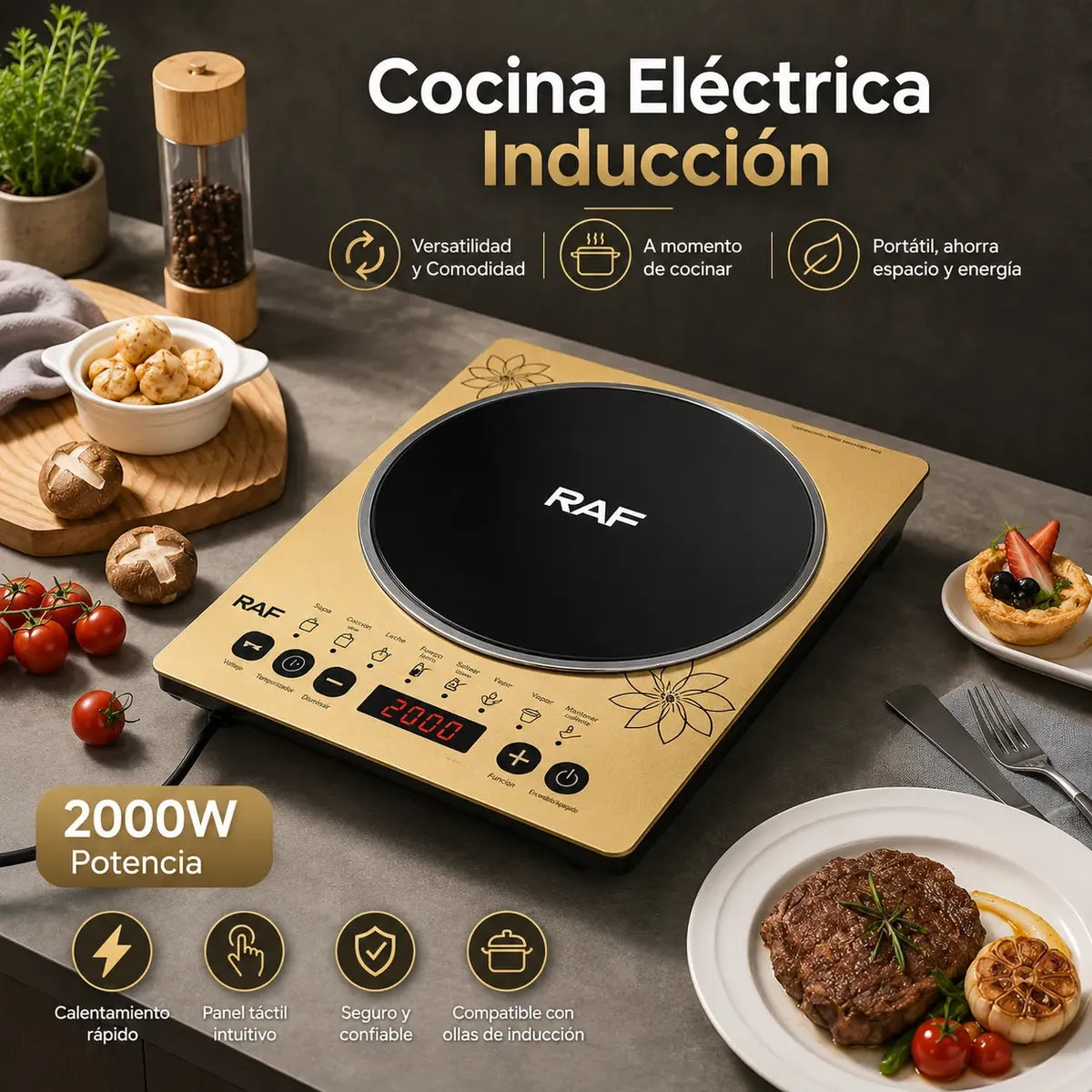 Cocina Encimera De Inducción Eléctrica 1 Plato 2000w Raf