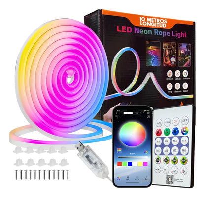 Tira Led Neon Rgbic 5 M Ip68 Usb Bluetooth Control Interior