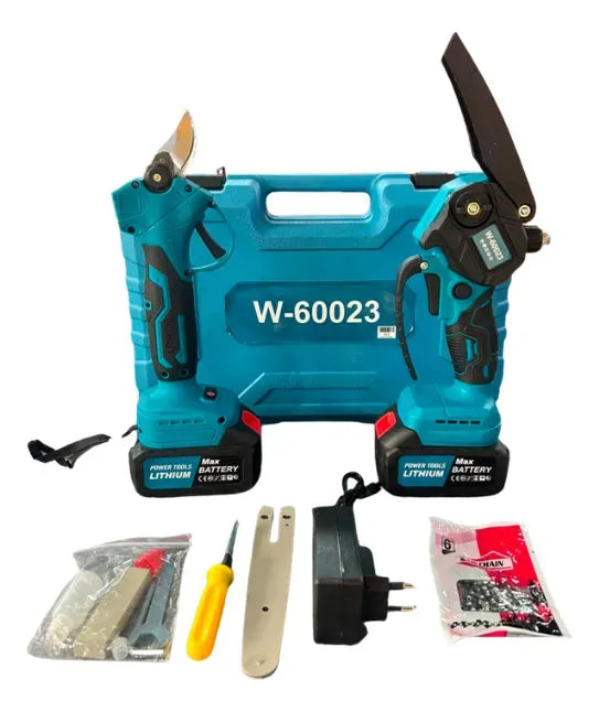 Kit Jardinería Mini Motosierra+tijera Podadora Azul Petróleo