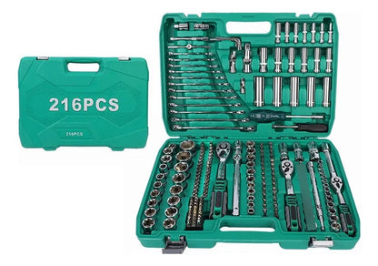 Caja Grande De Herramientas Dados Y Llaves 216 Piezas