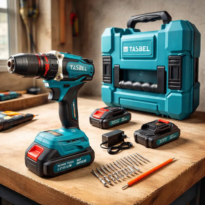 Taladro Inalámbrico Tasbel Brushless + 2 Baterías Y Cargador