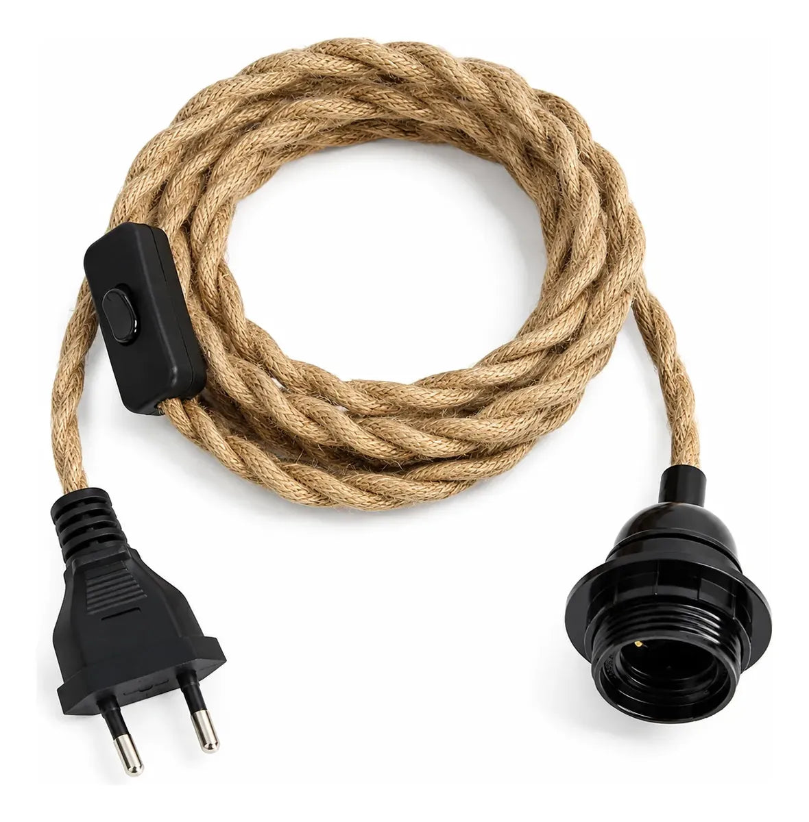 Portalámparas Colgante E27 Con Cable Trenzado Estilo Vintage