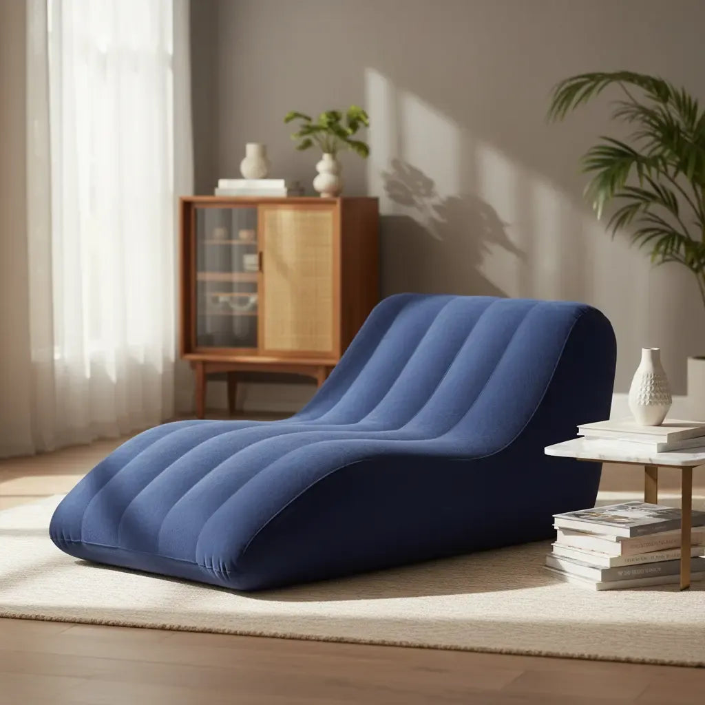 Sillon Inflable Reposera Tumbona Afelpada De Descanso 100kg