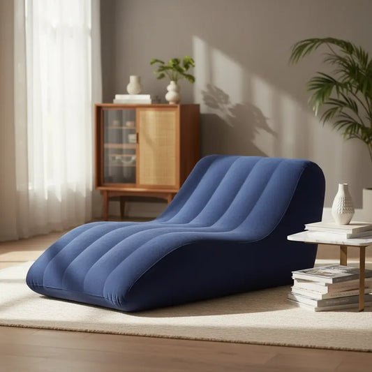 Sillon Inflable Reposera Tumbona Afelpada De Descanso 100kg