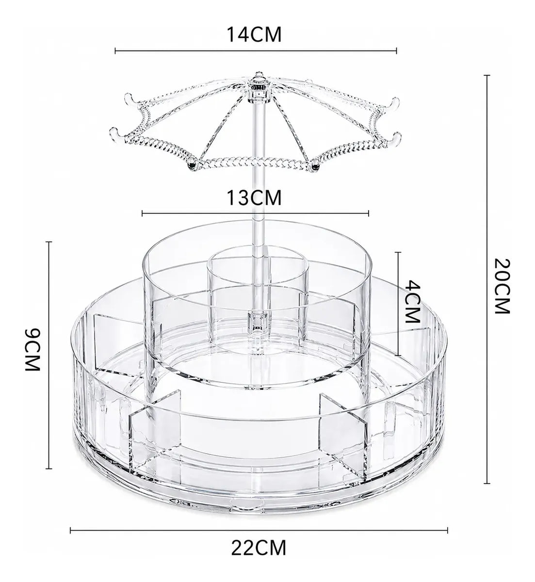 Organizador Cosméticos Rotativo 360° Con Colgador De Joyas