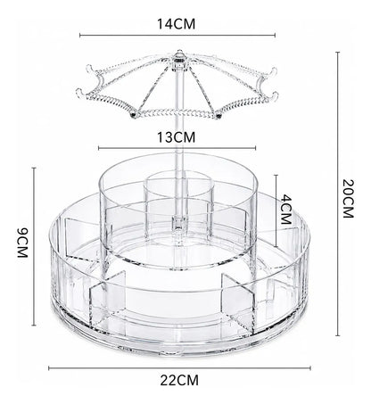 Organizador Cosméticos Rotativo 360° Con Colgador De Joyas