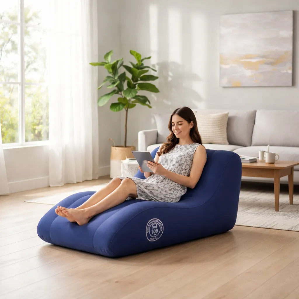 Sillon Inflable Reposera Tumbona Afelpada De Descanso 100kg