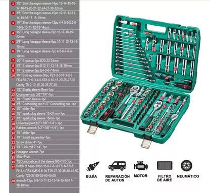 Caja Grande De Herramientas Dados Y Llaves 216 Piezas