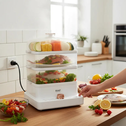 Vaporera De Alimentos Eléctrica RAF 12L – 3 Niveles 1200W