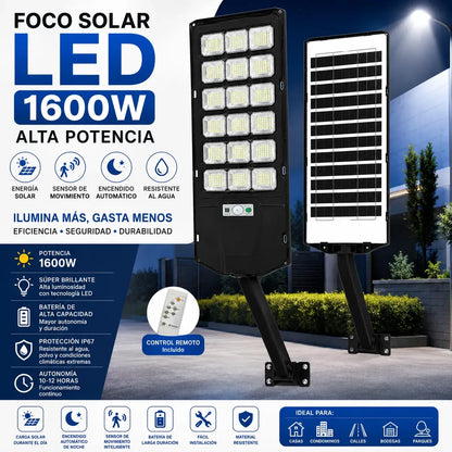 Foco Solar Led 1600w Lámpara Control Remoto Exterior Público