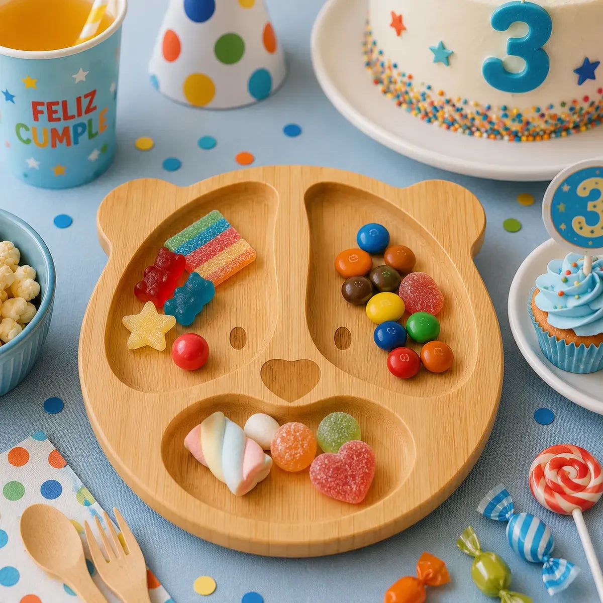 Tabla De Picar Forma Oso Bandeja Comida Niño Fiesta Infantil