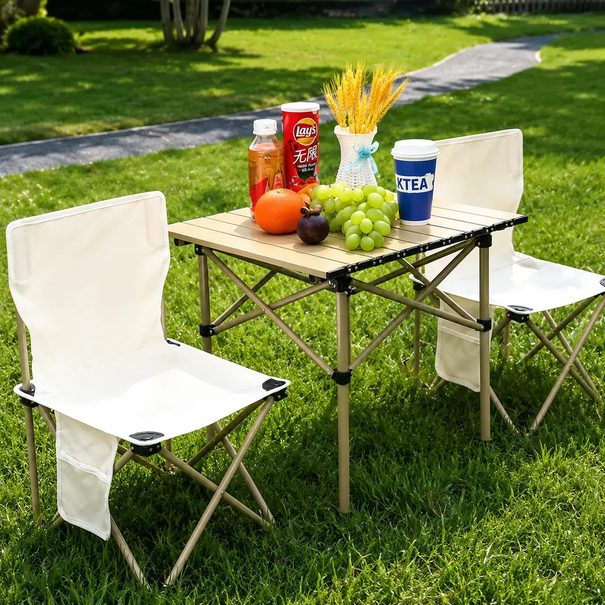 Set Camping Mesa Plegable Y 2 Sillas Portátiles Picnic Viaje