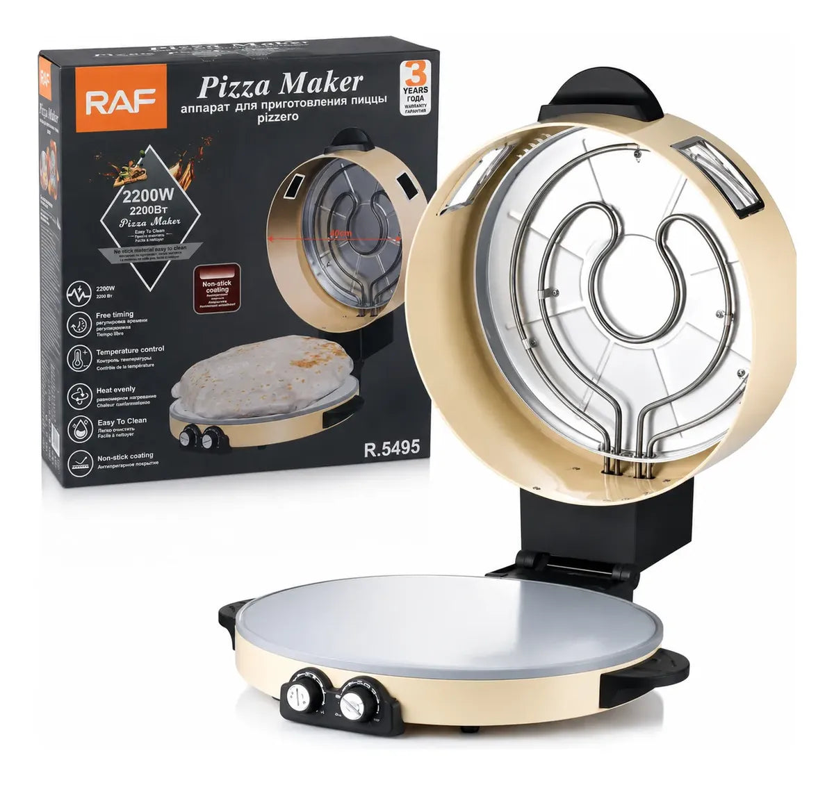Horno Eléctrico Para Pizza 40 Cm Raf 2200w Antiadherente