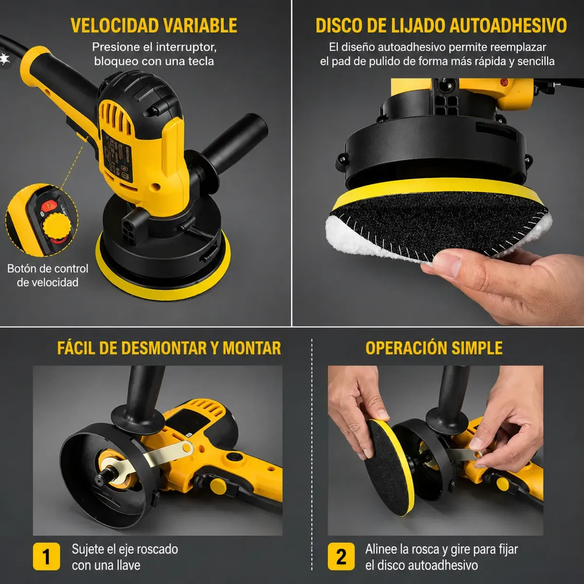 Pulidora Eléctrica Tasbel 700w Profesional Para Auto Madera