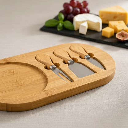 Tabla De Picoteo Aperitivo Bambu Set De Cuchillos Queseros