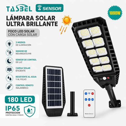 Foco Solar 1000w + Sensor + Soporte + Control Remoto 180 Led