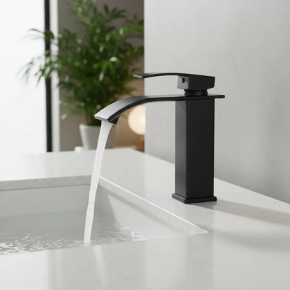 Llave Monomando Cascada Grifería Baño Negro Mate