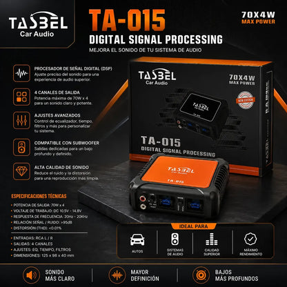 Subwoofer Activo Amplificado Tasbel 6000w 8x12 Pulgadas Auto