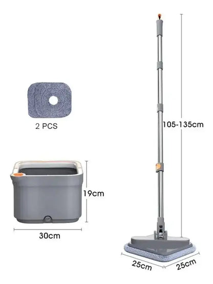 Trapeador Mopa 360 Con Balde Giratorio Centrifugo Microfibra Color Gris