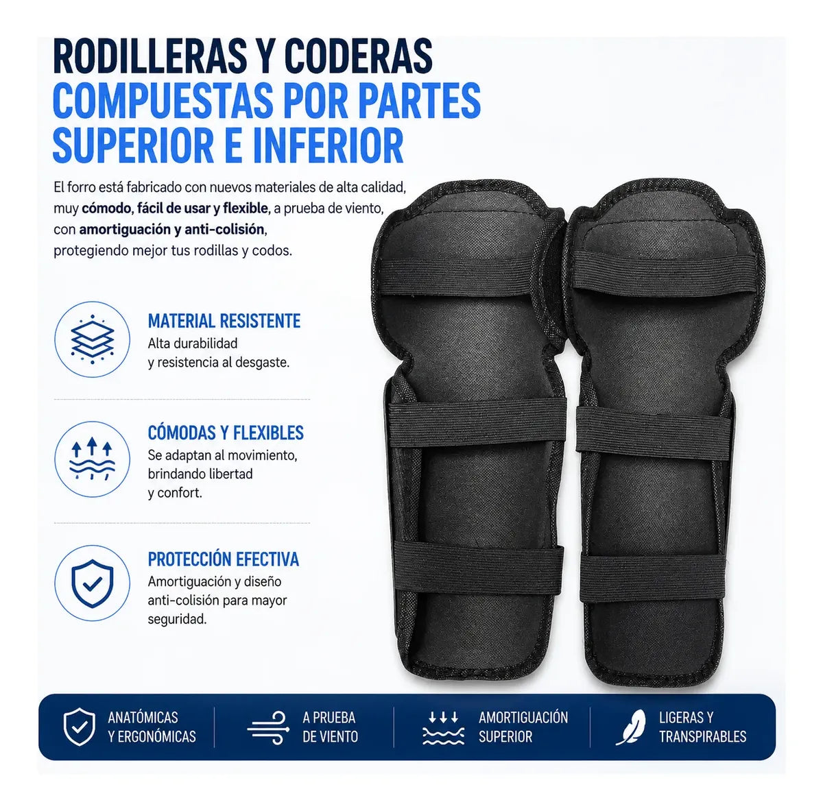 Set Rodilleras Y Coderas Protectoras Para Moto Bicicleta