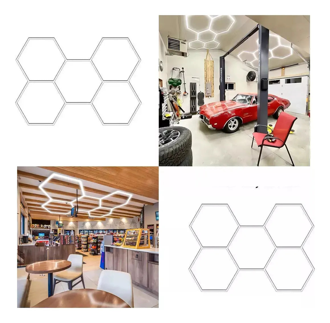Luz de Techo LED Hexagonal Colmena – Iluminación Profesional para Talleres y Barberías