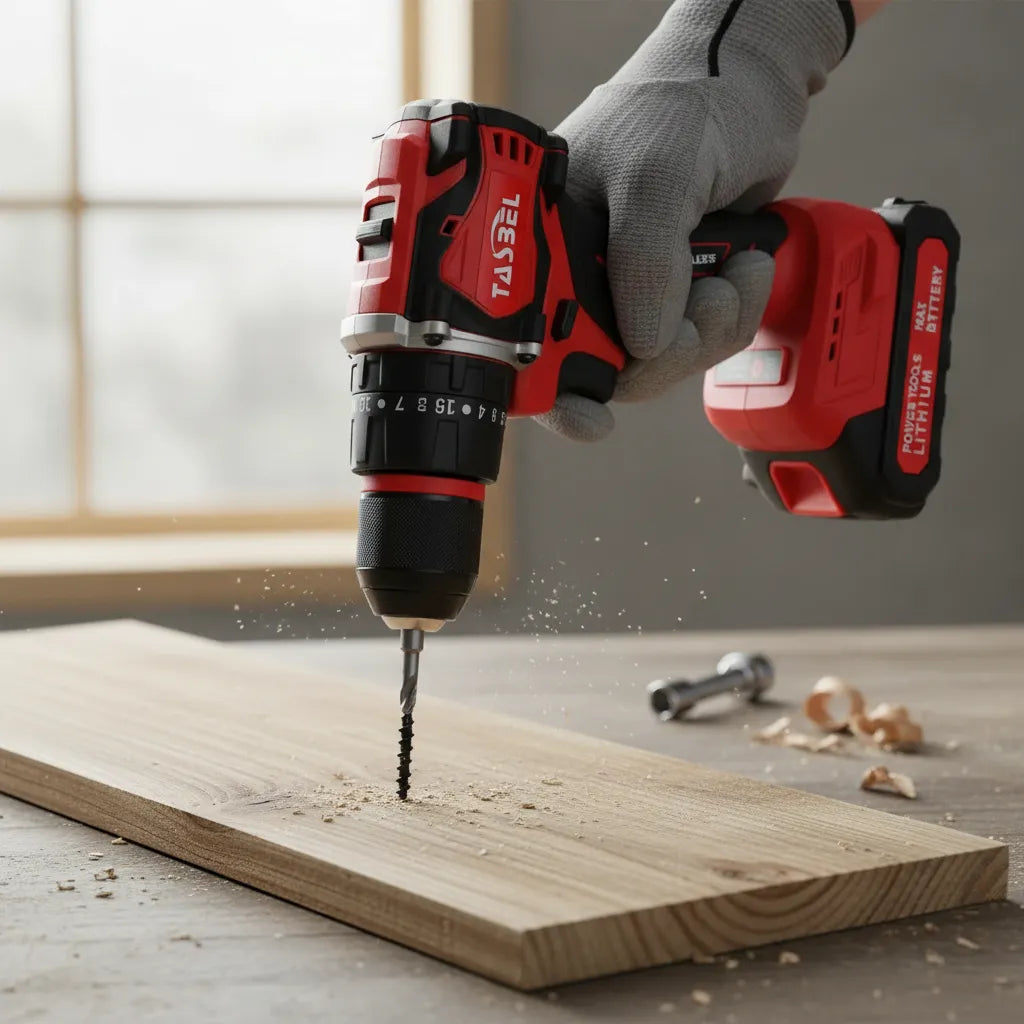 Taladro Inalámbrico Tasbel Rojo + 2 Baterías Profesional