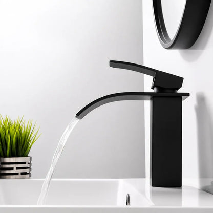 Llave Monomando Cascada Grifería Baño Negro Mate