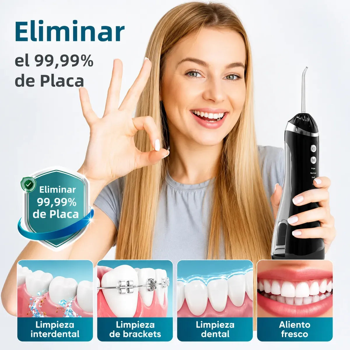 Irrigador Bucal Portátil Recargable Usb-c 4 Boquillas Dental