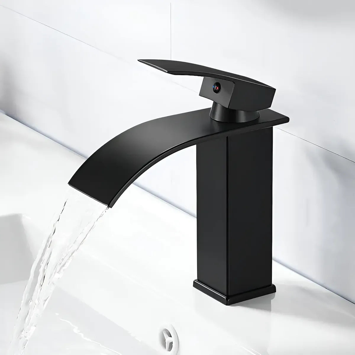 Llave Monomando Cascada Grifería Baño Negro Mate